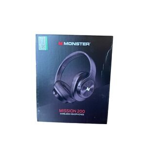 Monster Mission 200 Wireless Headphones Bluetooth 5.3 Noise Cancel Mic Black NWB